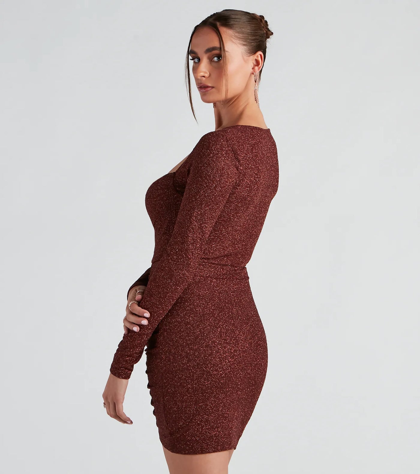 Toni Glitter Cowl Neck Mini Dress