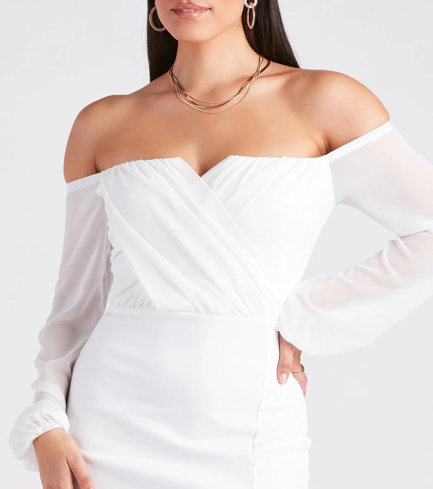 Jolene Formal Chiffon Off-The-Shoulder Dress