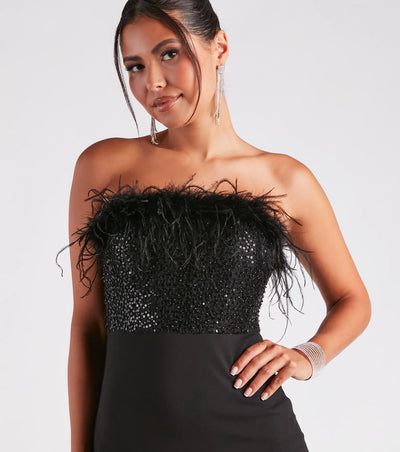 Anabelle Feather Corset Party Dress