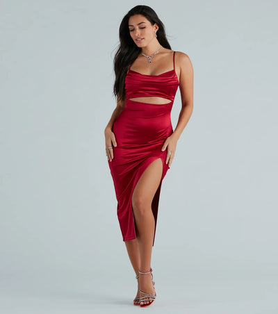 Seona Formal Satin Midi Dress