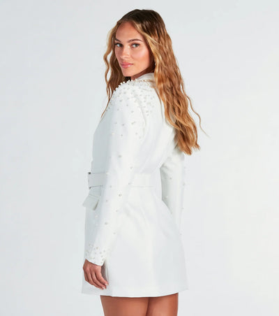 Leilani Faux Pearl Belted Blazer Dress