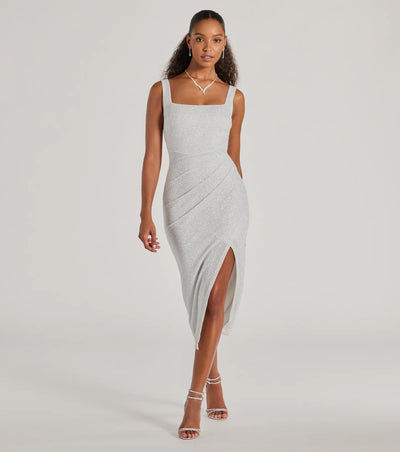 Courtney Formal Glitter Wrap Midi Dress