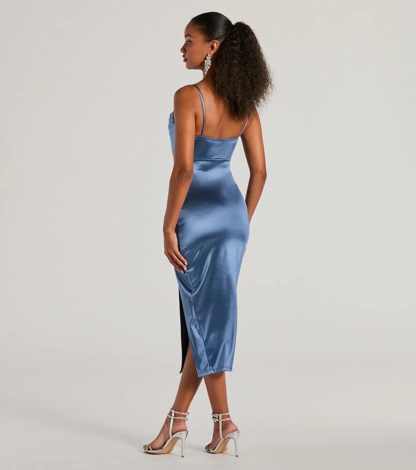 Seona Formal Satin Midi Dress