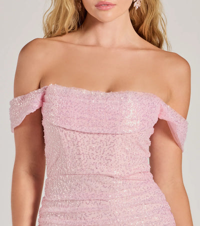 Kiara Sequin Beaded Off-The-Shoulder Mini Dress