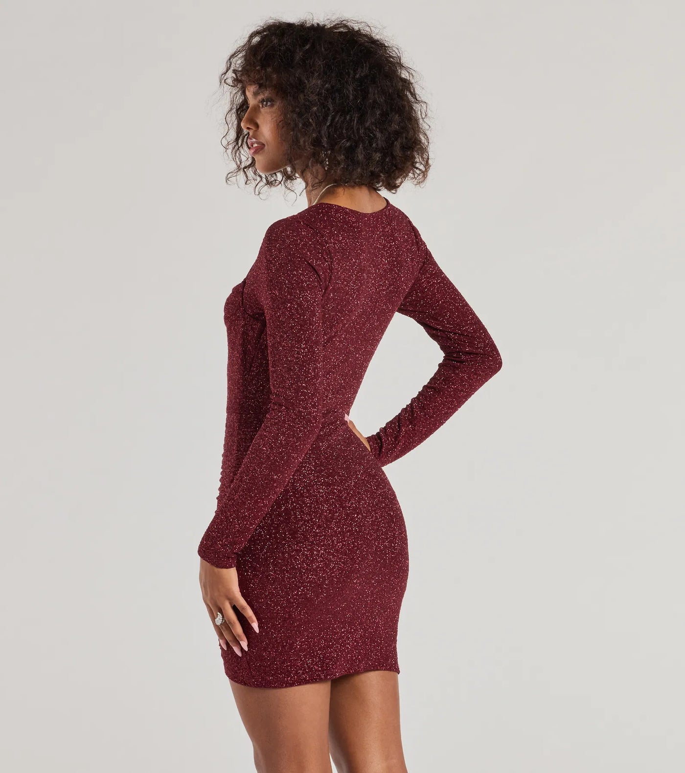 Toni Glitter Cowl Neck Mini Dress