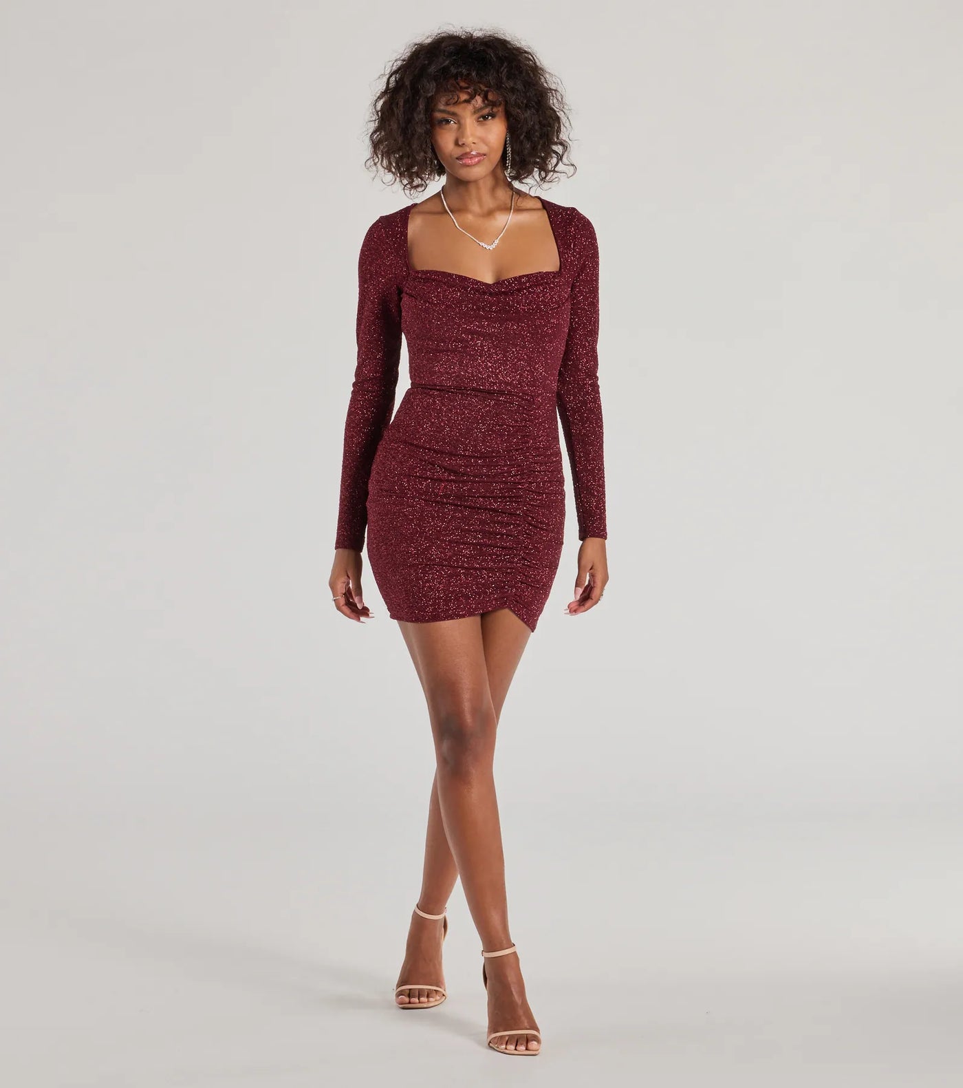 Toni Glitter Cowl Neck Mini Dress