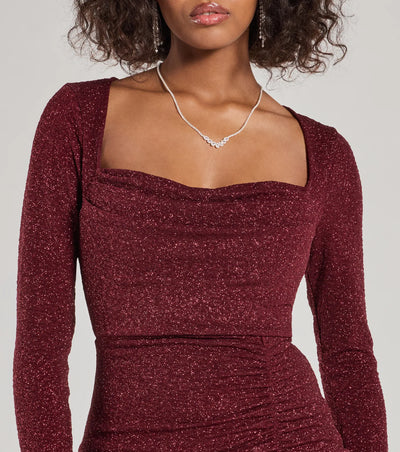 Toni Glitter Cowl Neck Mini Dress