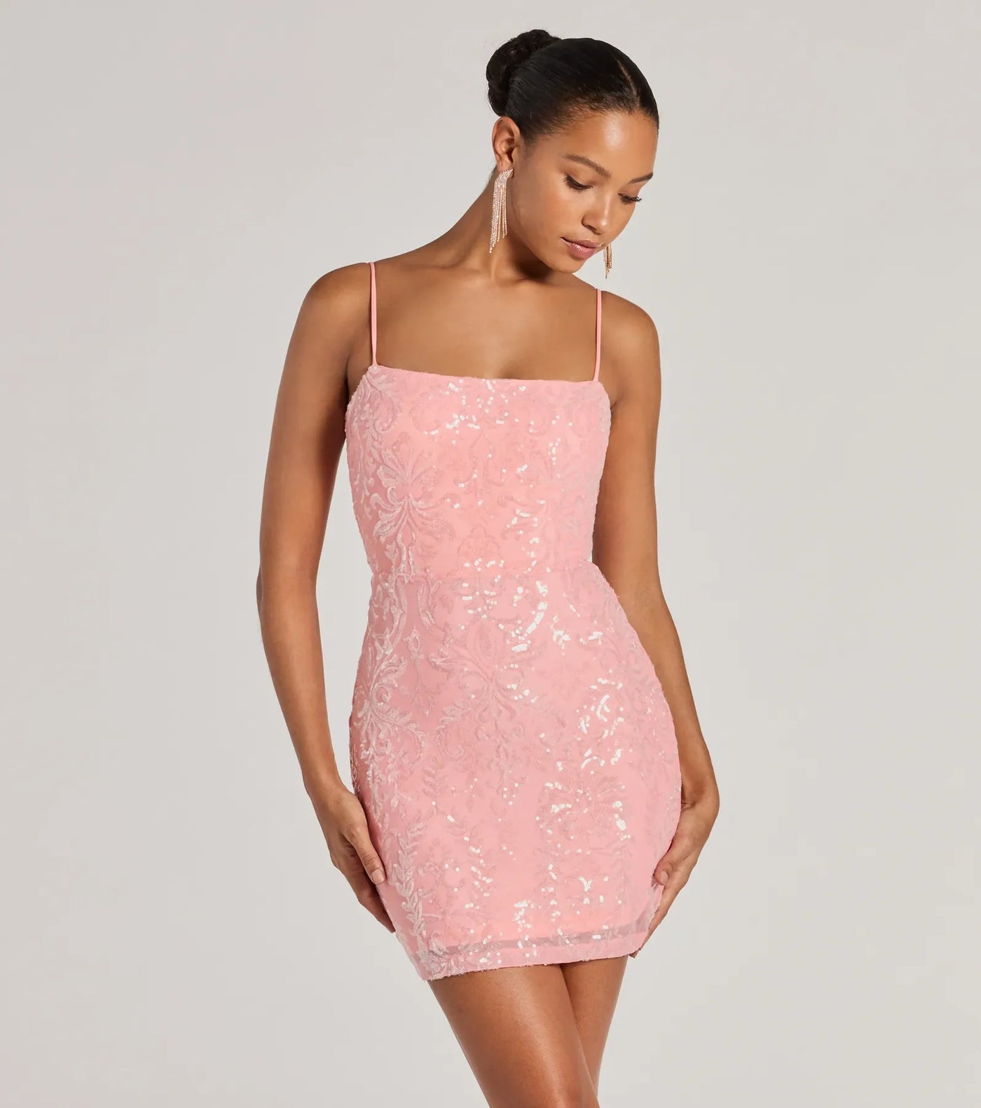 Beverly Lace-Up Bodycon Sequin Party Dress