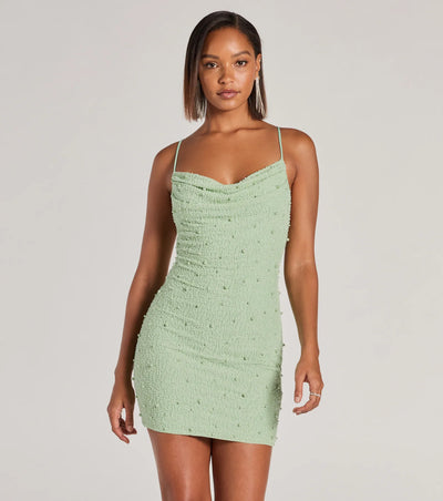 Keira Faux Pearl Strappy Open-Back Mini Dress