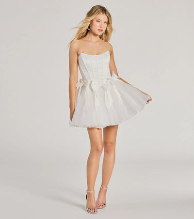 Jaimie Strapless Corset Bow A-Line Party Dress