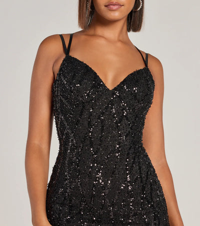 Hartley Lace-Up Sequin Mesh Bodycon Mini Dress