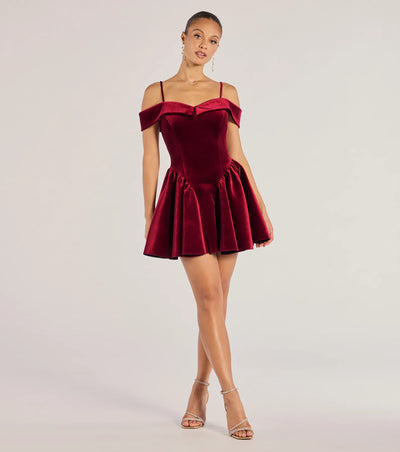 Andie Velvet Drop Waist Skater Dress