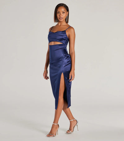 Seona Formal Satin Midi Dress