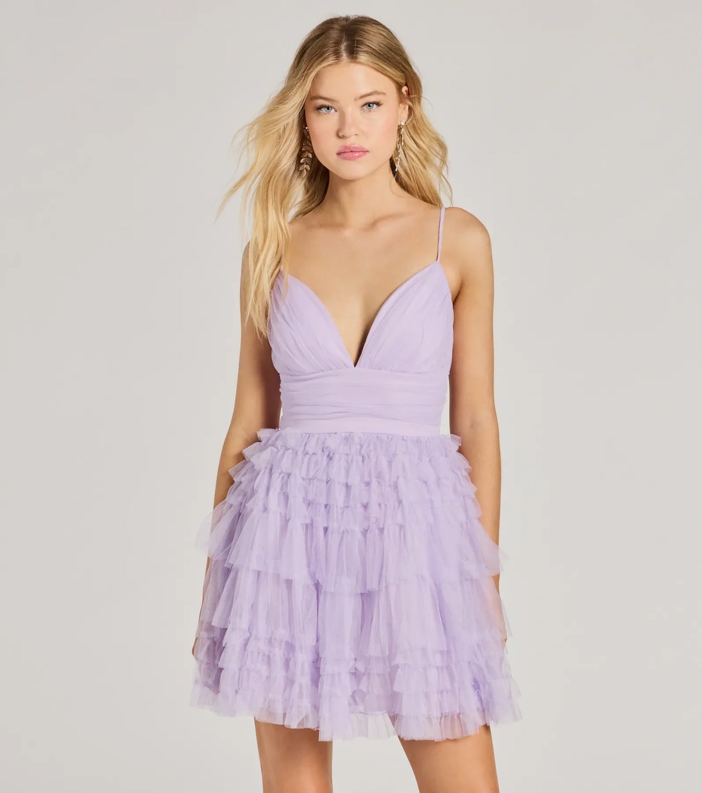 Katalina V-Neck Ruffle A-Line Party Dress