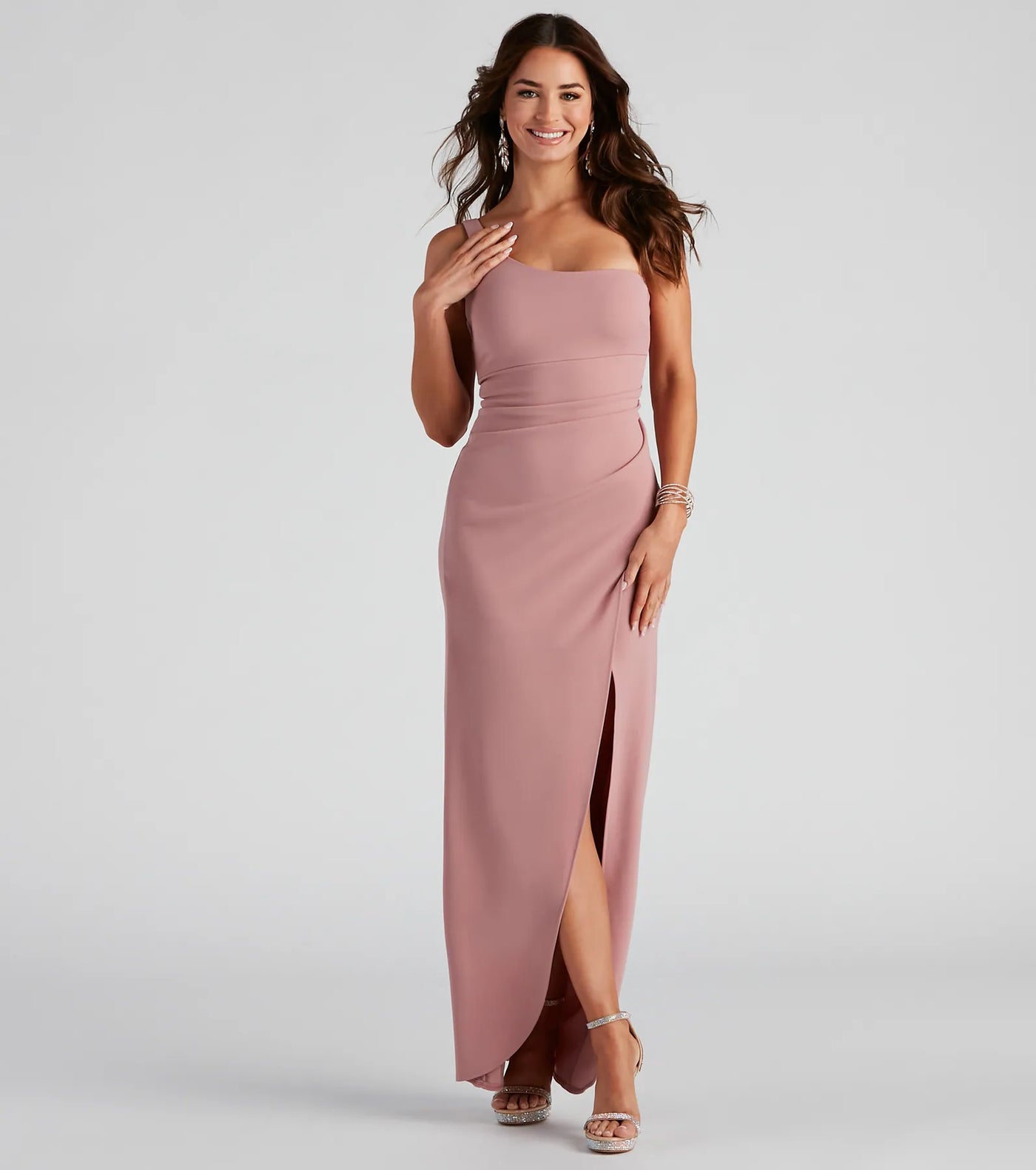 Iris One-Shoulder Crepe Dress