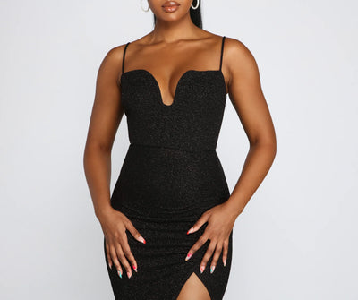 Trinity Formal High Slit Glitter Dress