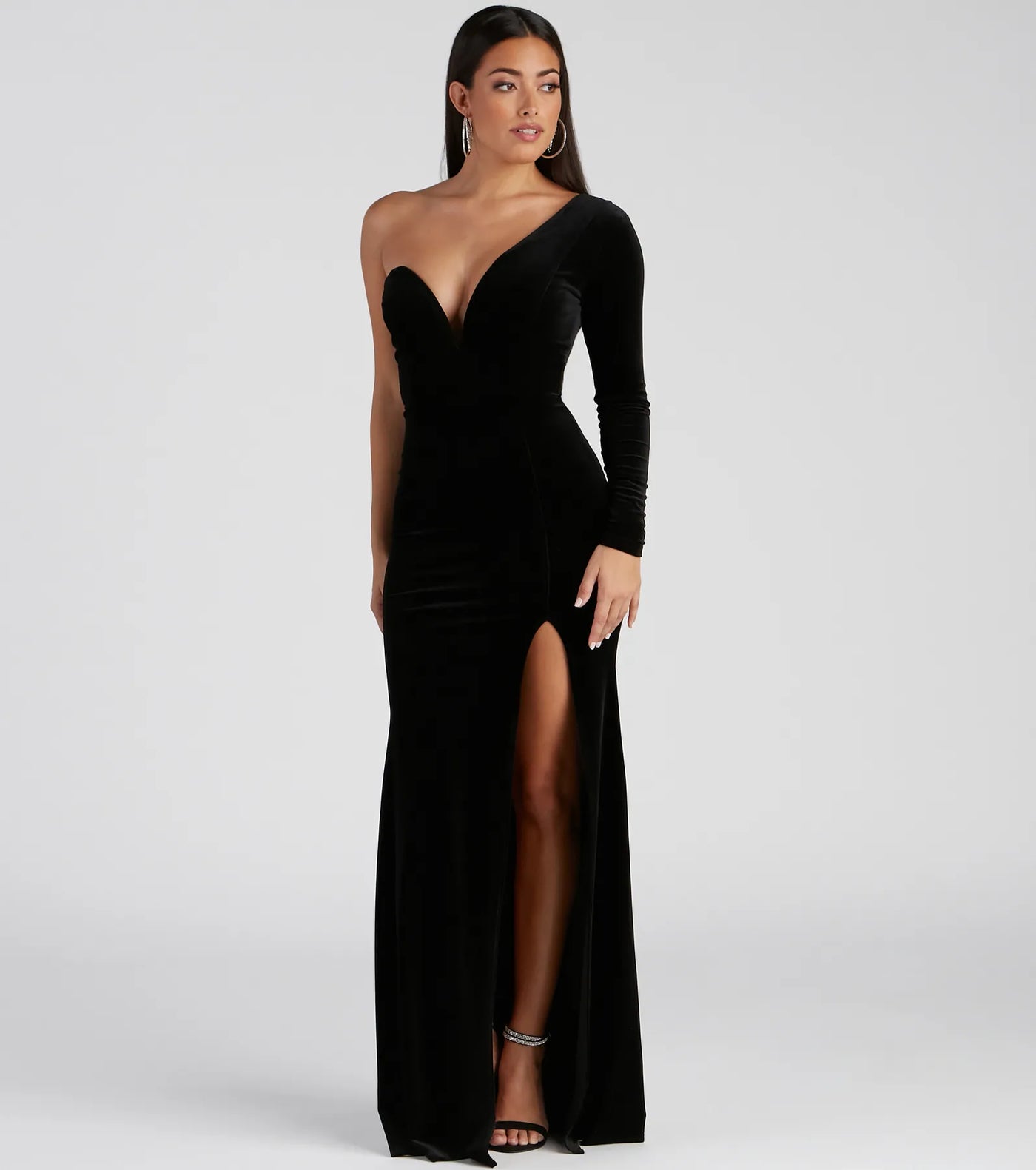 Cheyenne Formal One-Shoulder Velvet Dress