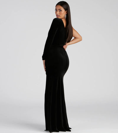 Cheyenne Formal One-Shoulder Velvet Dress