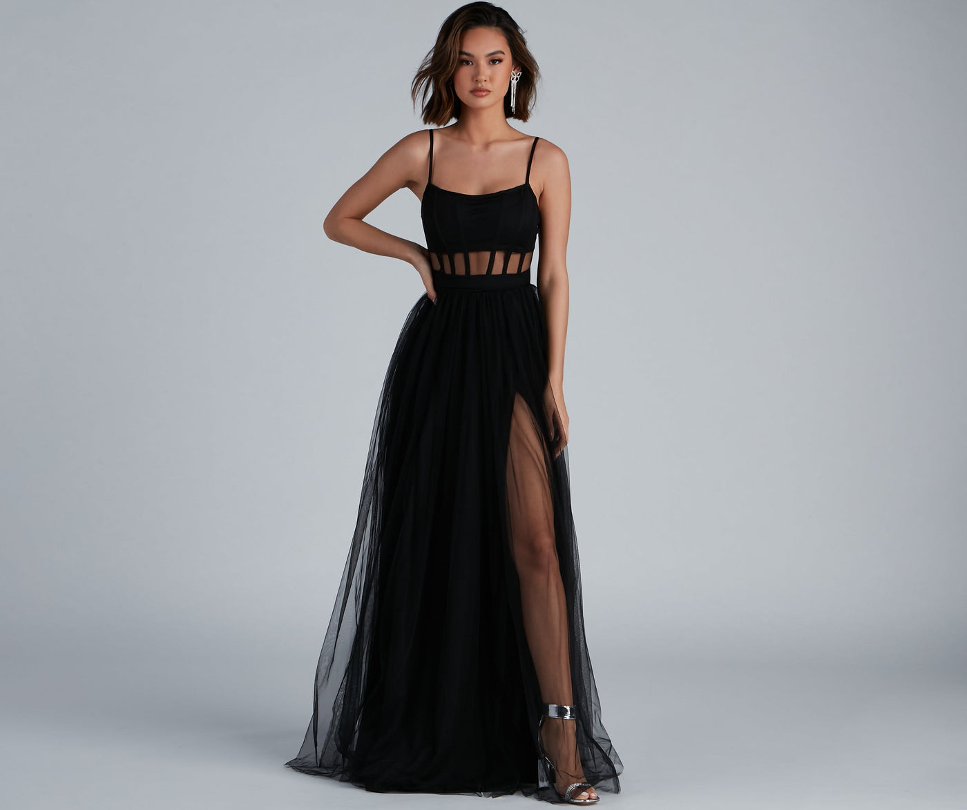 Kim Mesh Corset Tulle Formal Dress