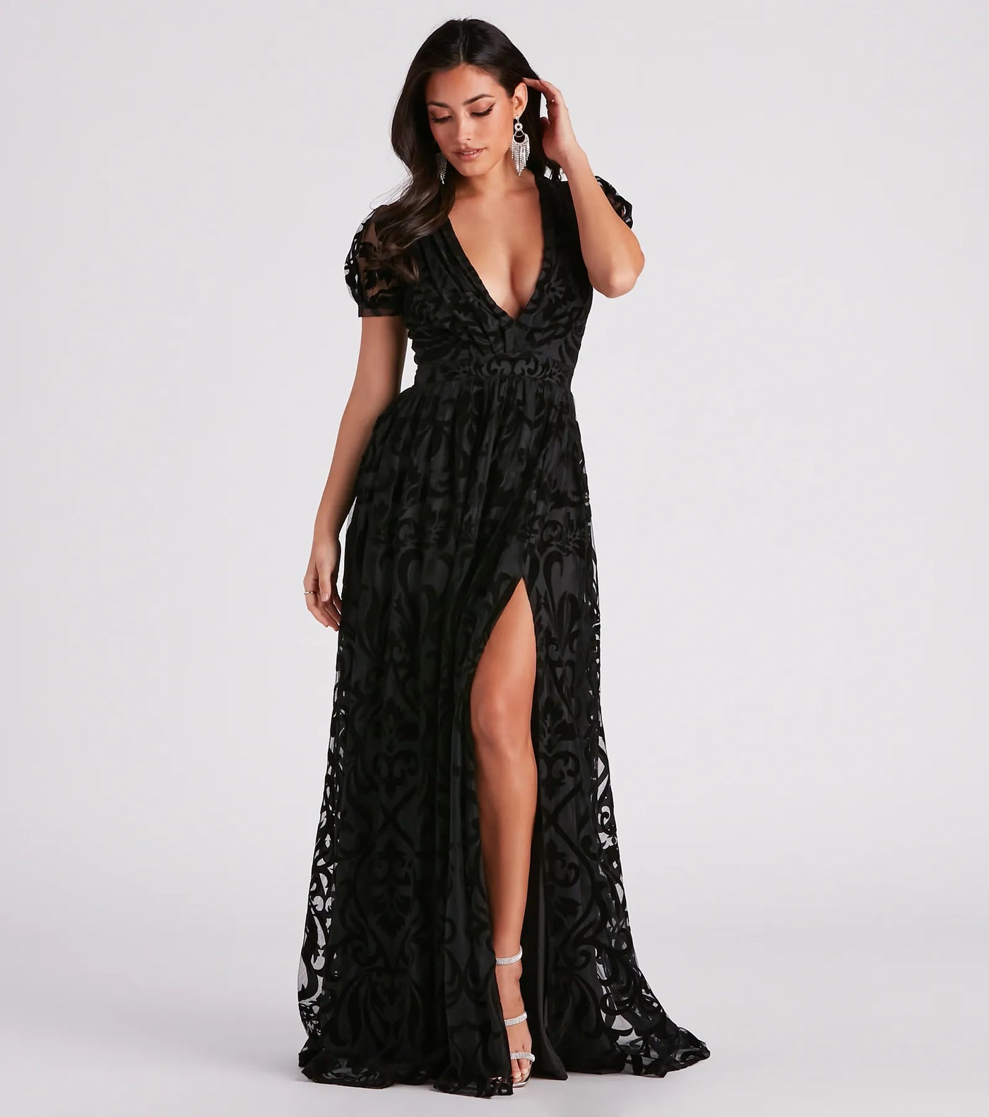 Kassidy Formal Flocked Velvet Dress