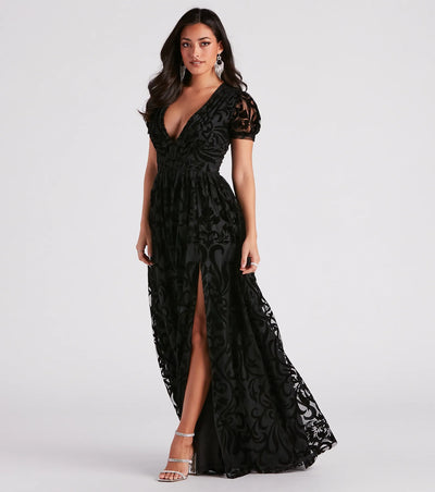 Kassidy Formal Flocked Velvet Dress