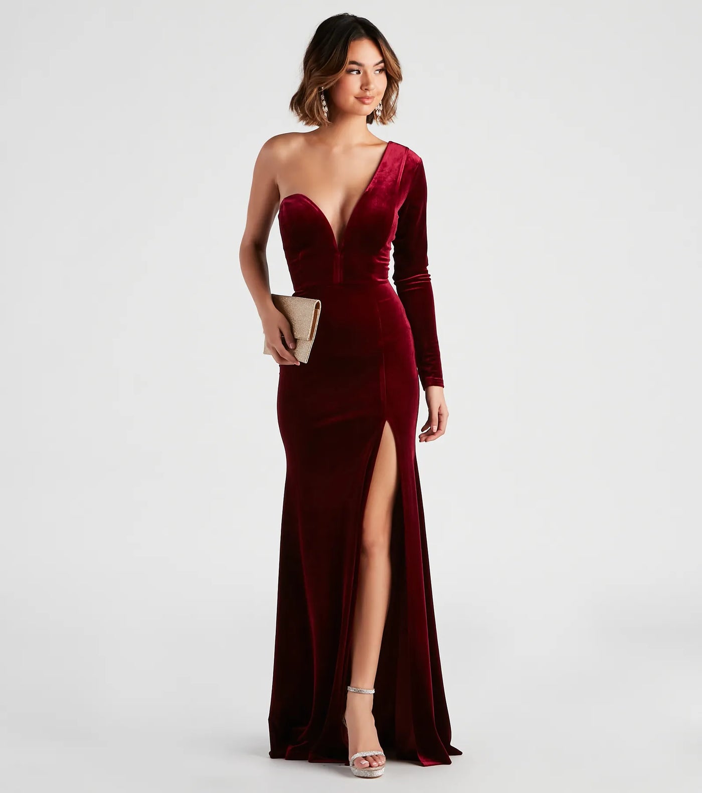 Cheyenne Formal One-Shoulder Velvet Dress