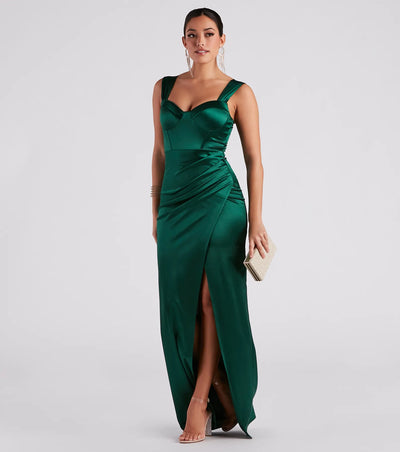 Lorelli Formal Satin Wrap Long Dress