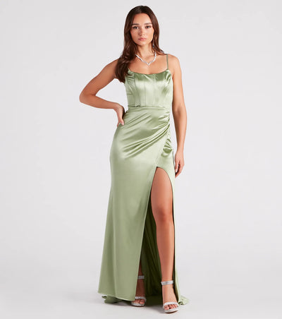 Kacey Formal Satin Corset Long Dress