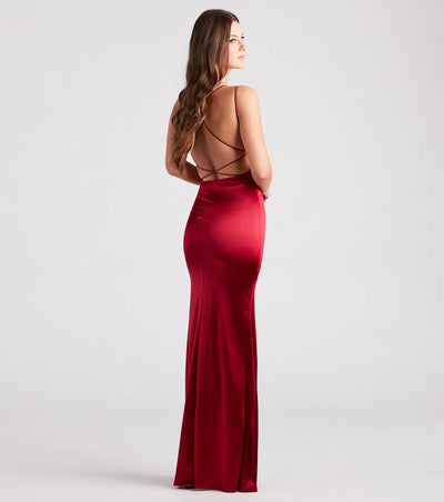 Tammy Formal Satin Strappy Back Dress