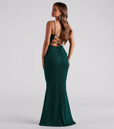 Rachel Formal Glitter Lace-Up Dress