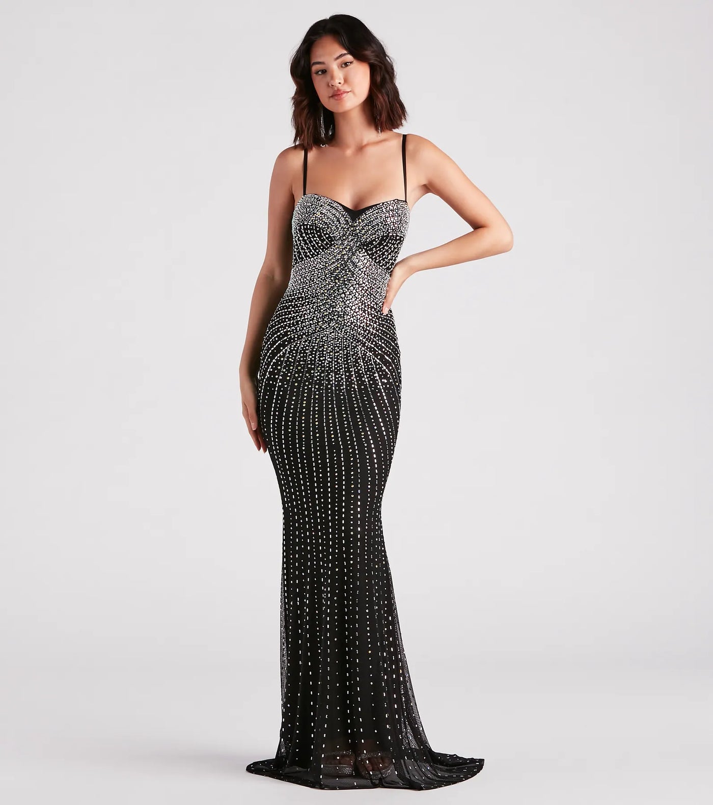 Tori Formal Rhinestone Mermaid Long Dress