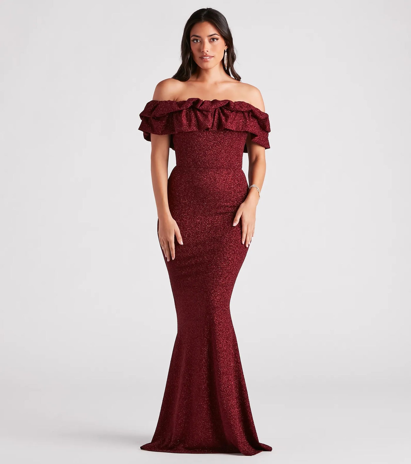 Halsey Formal Glitter Ruffled Mermaid Dress