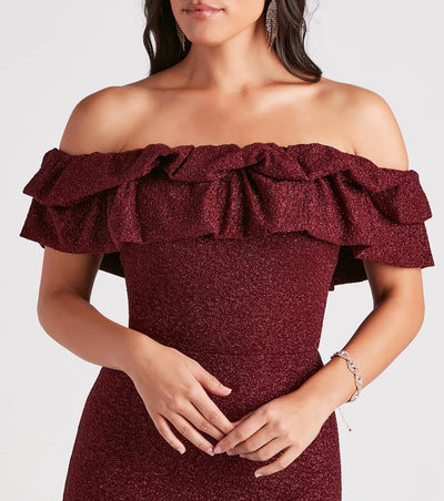 Halsey Formal Glitter Ruffled Mermaid Dress