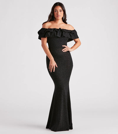 Halsey Formal Glitter Ruffled Mermaid Dress