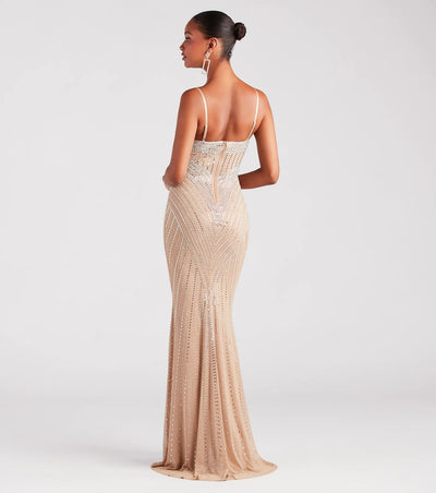 Tori Formal Rhinestone Mermaid Long Dress