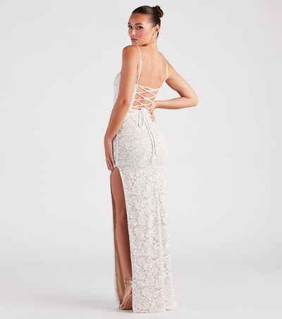 Daphne Formal Lace Slit Long Dress