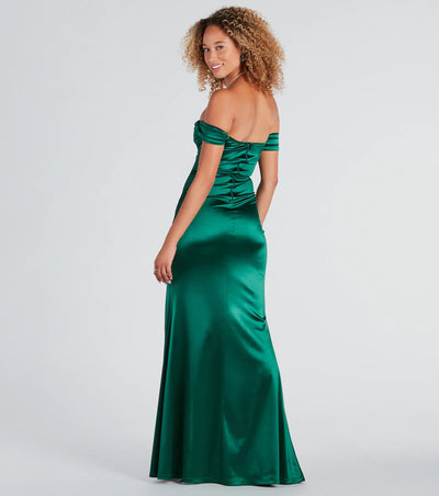 Albi Formal Satin Pleated Mermaid Long Dress