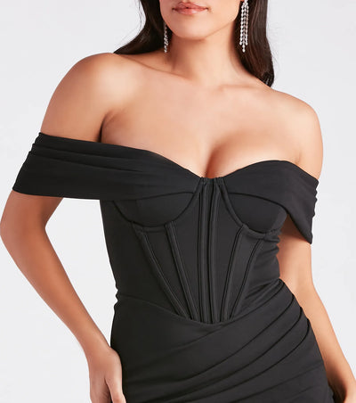 Marleen Formal Crepe Corset Off-The-Shoulder Dress