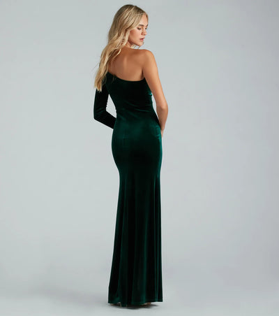 Cheyenne Formal One-Shoulder Velvet Dress