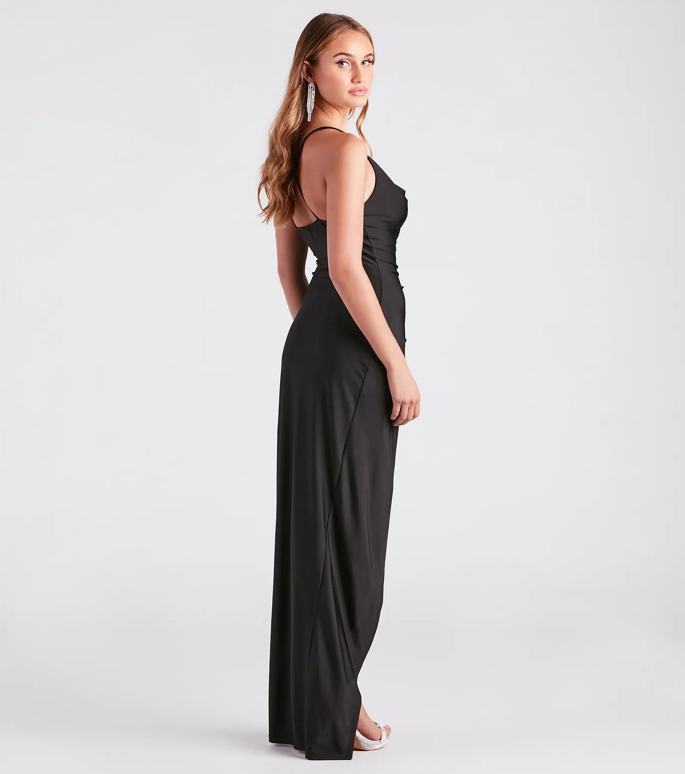 Arabella High Slit Cowl Neck Dress