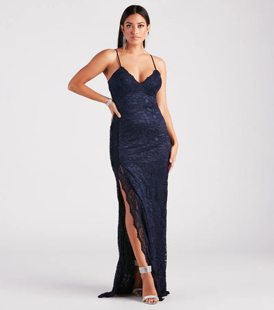 Jessica Formal Lace Slit Long Dress