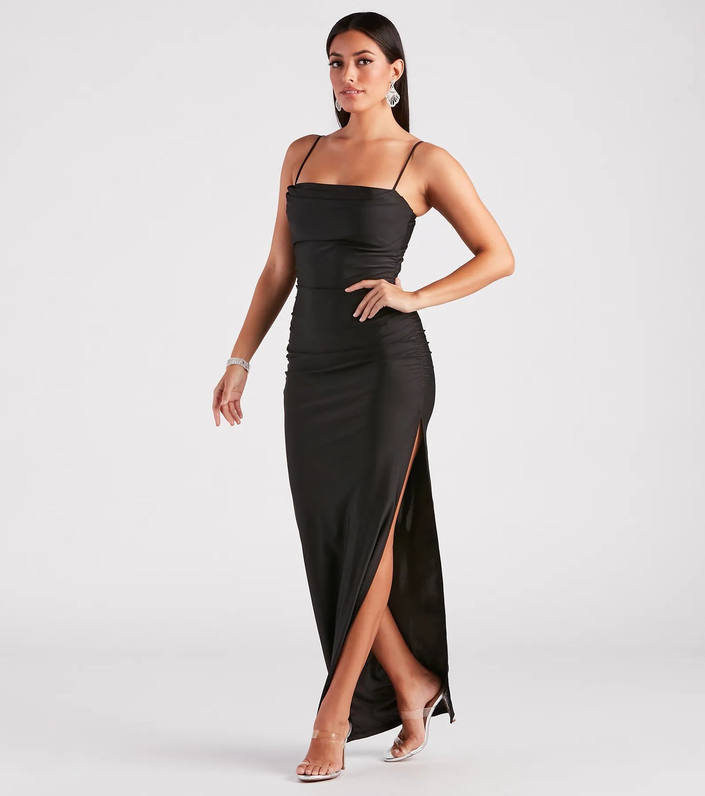 Ella Cowl Neck Satin Dress