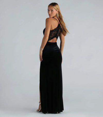 Jaymie Formal Velvet Lace Back Mermaid Dress