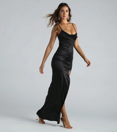 Laverne Formal Satin Lace-Up Slim Long Dress