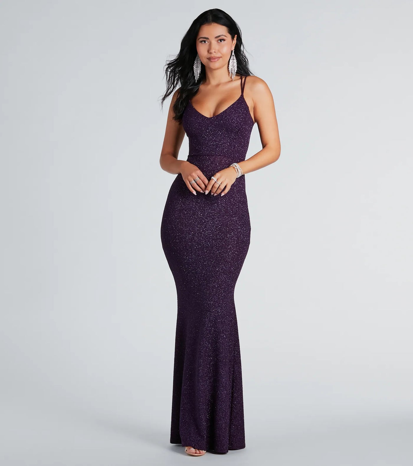 Rachel Formal Glitter Lace-Up Dress