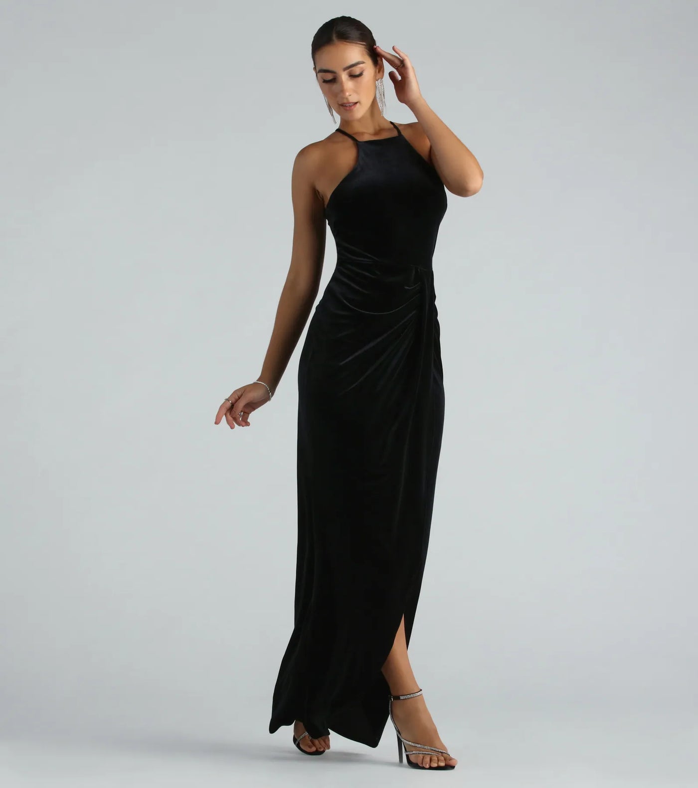 Marcela Formal Velvet High Neck Long Dress