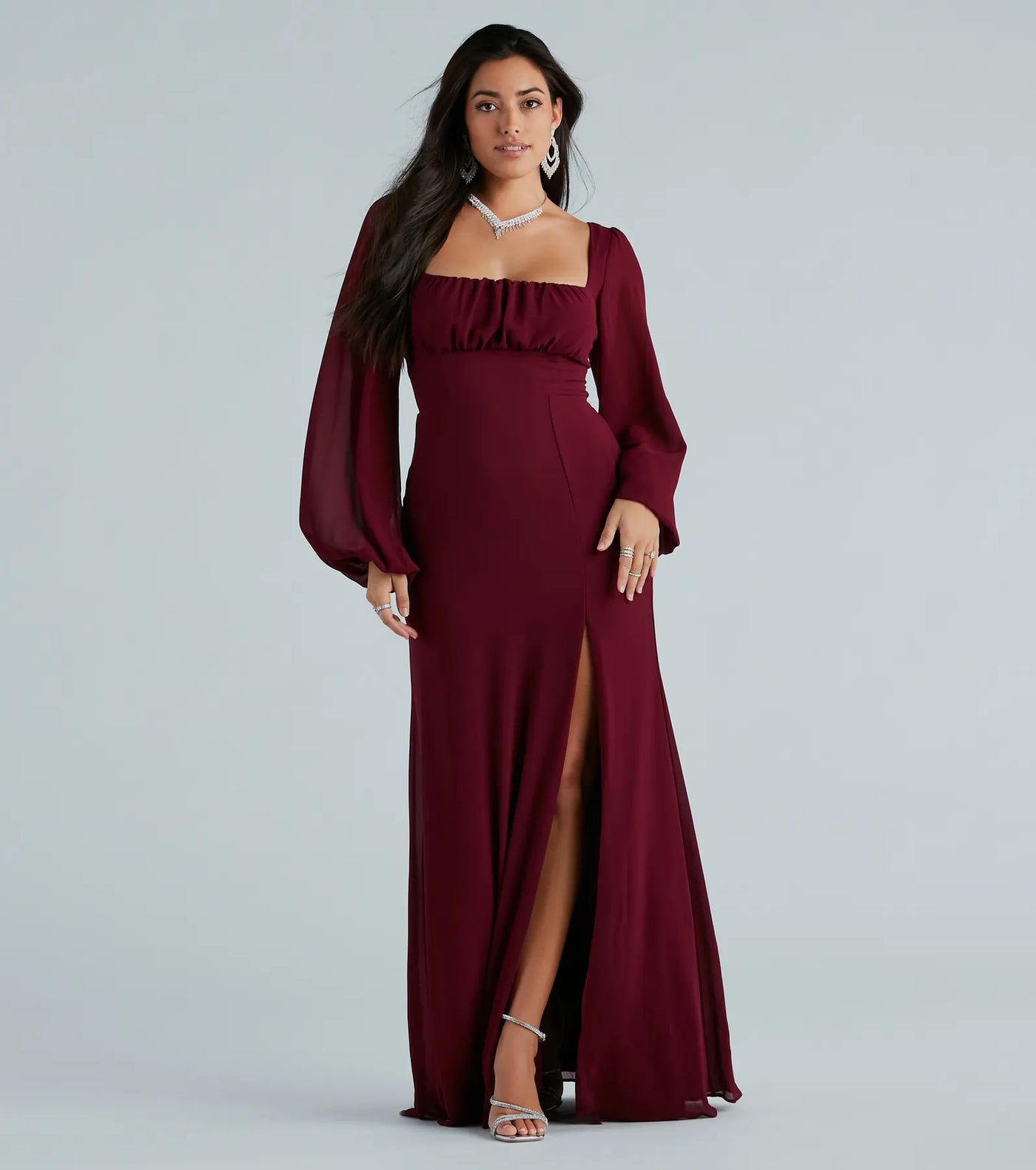 Kaylee Formal Chiffon Lace-Up Long Dress