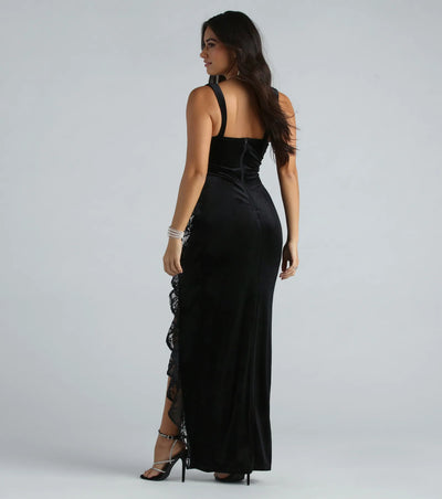 Cece Formal Velvet Lace Sweetheart Long Dress