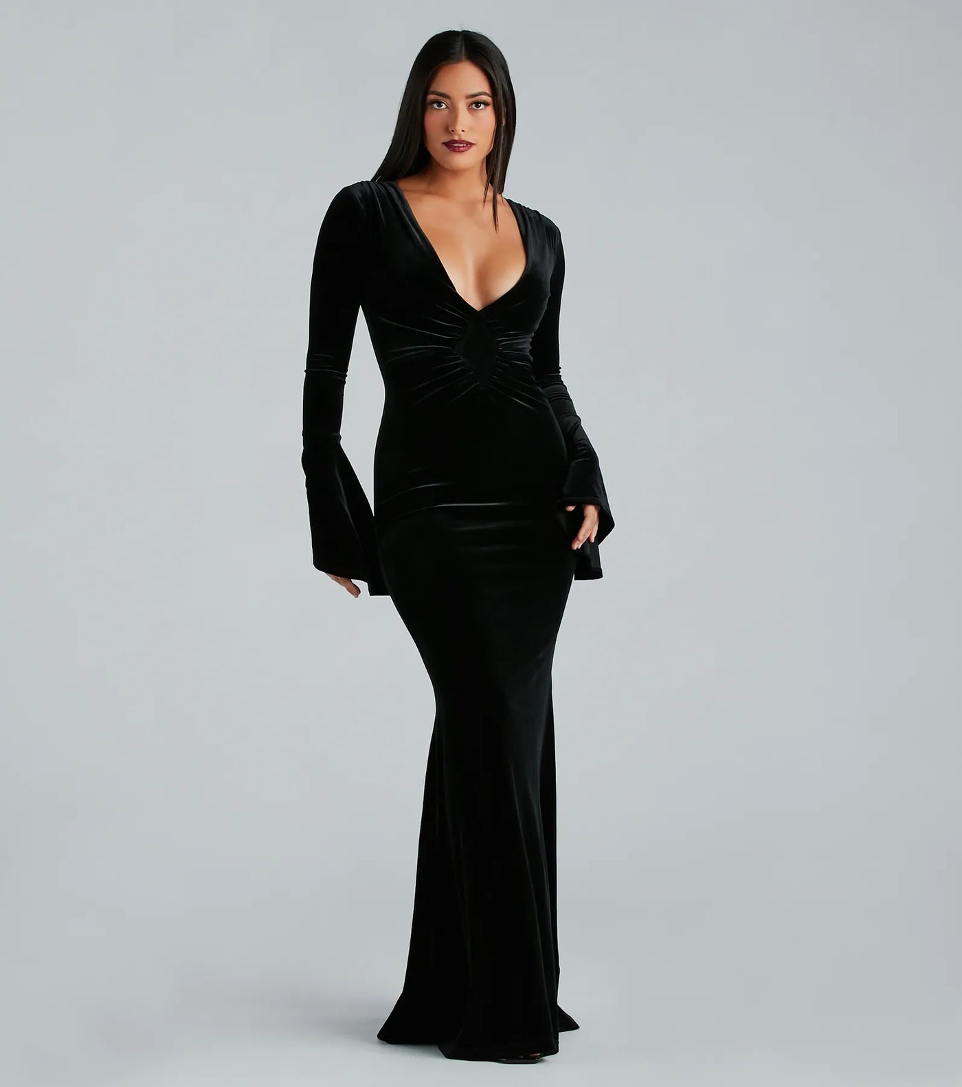 Milena Formal Velvet Bell Sleeve Mermaid Dress