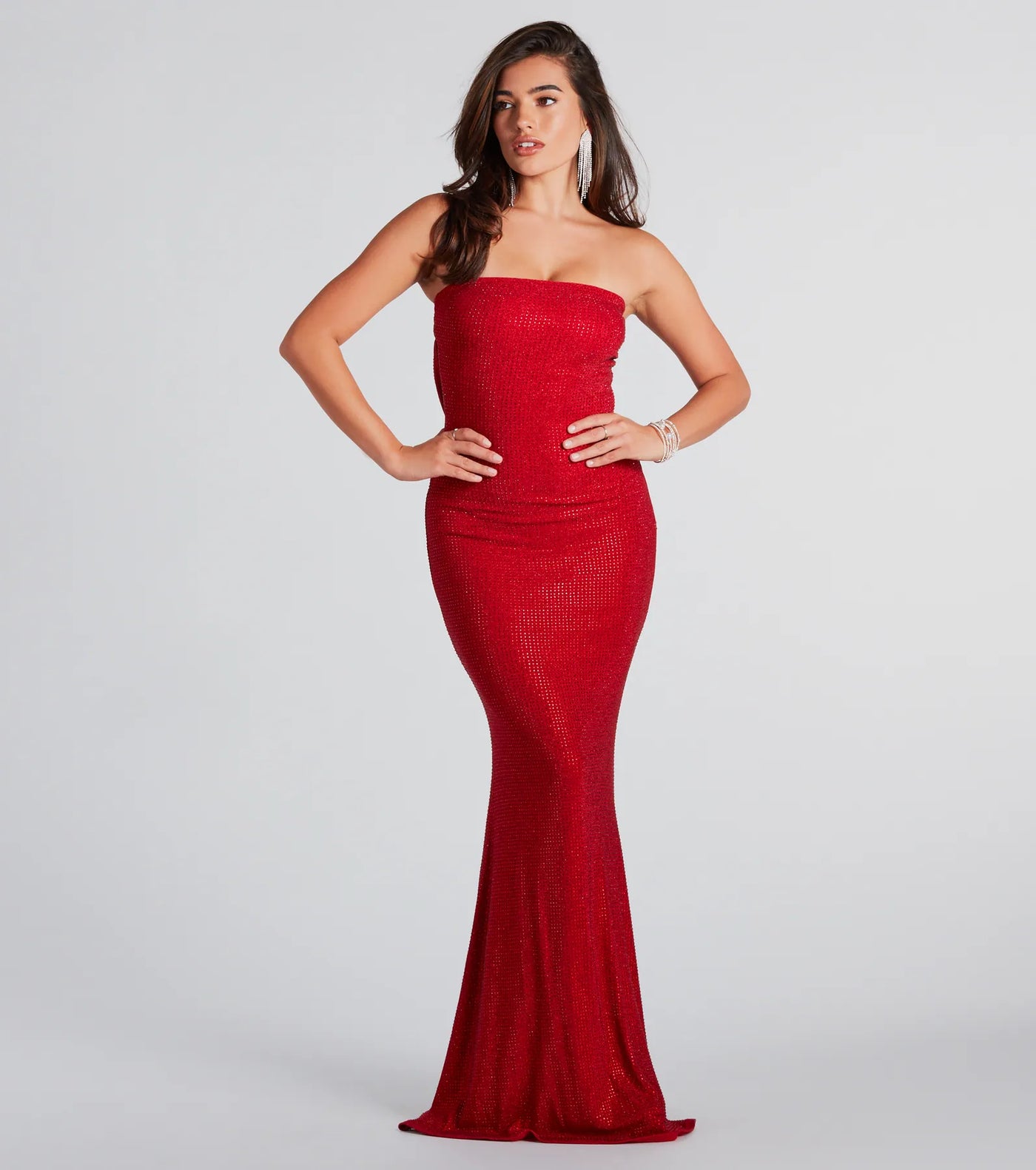 Ana Formal Rhinestone Cowl Back Long Dress